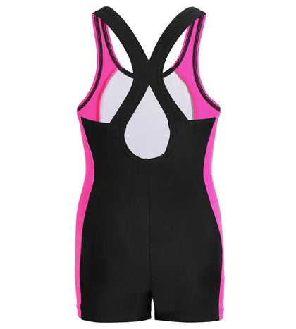 Girls Endurance 10 Cayla Legsuit Swimwear - Black & Ecstatic