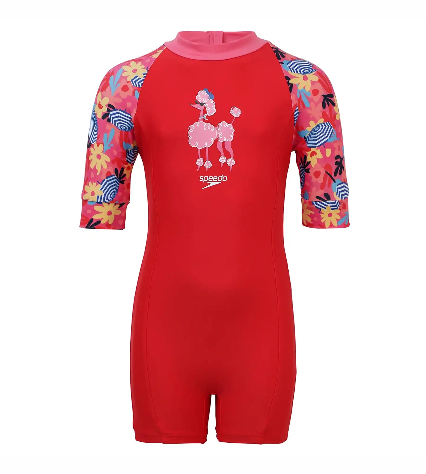 Girls Endurance 10 Essential All In One Suit - Risk Red & Summer Yellow