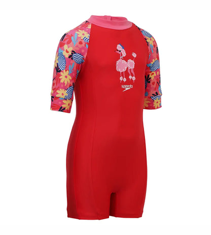 Girls Endurance 10 Essential All In One Suit - Risk Red & Summer Yellow