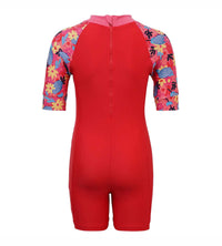 Girls Endurance 10 Essential All In One Suit - Risk Red & Summer Yellow