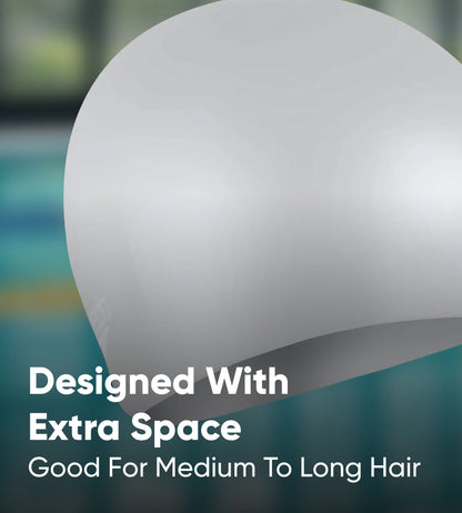 Women's Long Hair Silicone Swim Caps - Silver