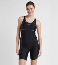 Women's Endurance 10 Classic Racerback Legsuit Swimwear - Black & Fandango Pink