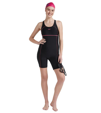 Women's Endurance 10 Classic Racerback Legsuit Swimwear - Black & Fandango Pink