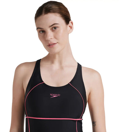 Women's Endurance 10 Classic Racerback Legsuit Swimwear - Black & Fandango Pink