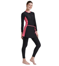 Women's Endurance 10 Two Piece Full Body Suit Swimwear - Black & Fandango Pink