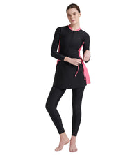 Women's Endurance 10 Two Piece Full Body Suit Swimwear - Black & Fandango Pink