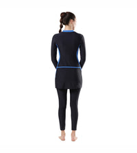 Women's Endurance Two Piece Full Body Suit Swimwear  - True Navy  &  Bondi Blue_4