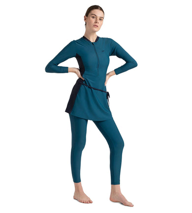 Women's Endurance 10 Two Piece Full Body Suit Swimwear - Dark Teal & True Navy