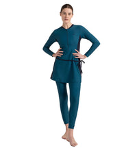 Women's Endurance 10 Two Piece Full Body Suit Swimwear - Dark Teal & True Navy