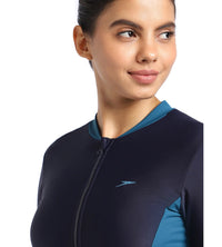 Women's Endurance Two Piece Full Body Suit Swimwear  - Truenavy  &  Darkteal_5