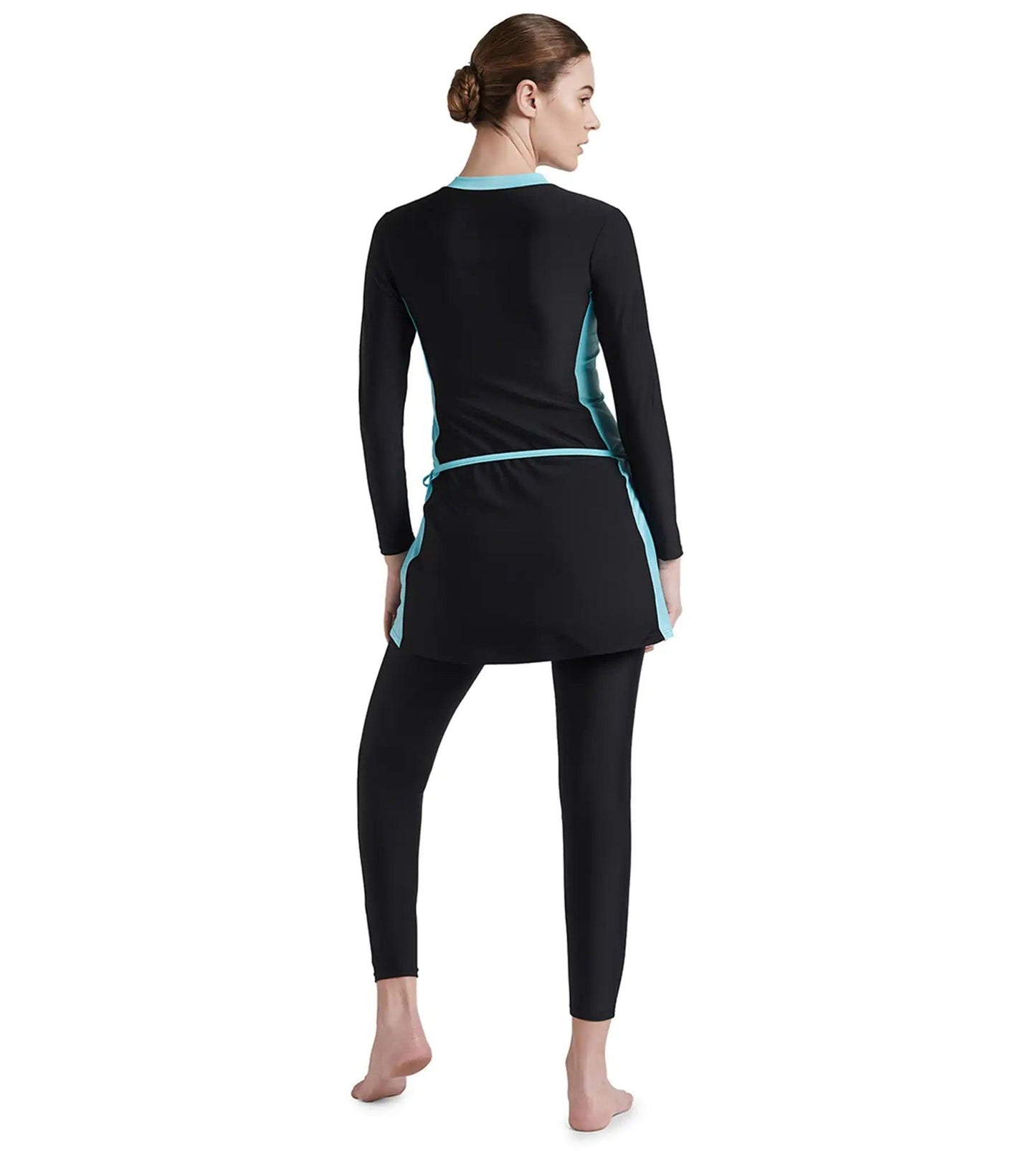 Women's Endurance 10 Two Piece Full Body Suit Swimwear - Black & Marine Blue