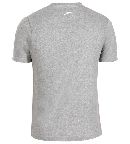 Men's Antimircobial Cotton Blend Large Logo Round Neck T-Shirt  - Greymarl & White