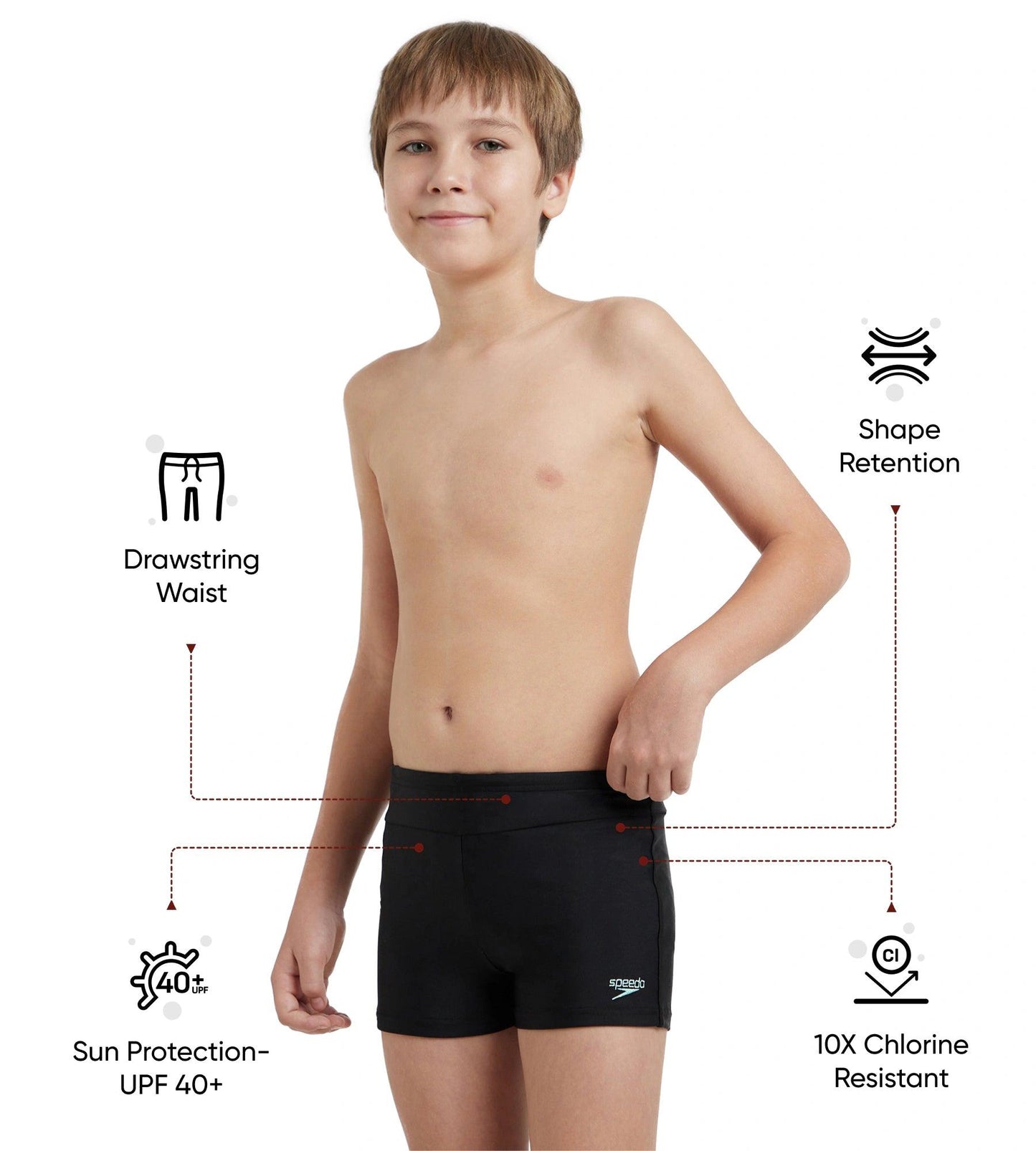 Boy's Endurance10 Essential Houston Aqushort - Black & Arctic Glass