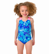 Girls Disney Frozen Print Endurance 10 One Piece Suit For Tots (Age Range 1-6 Years) - Blue