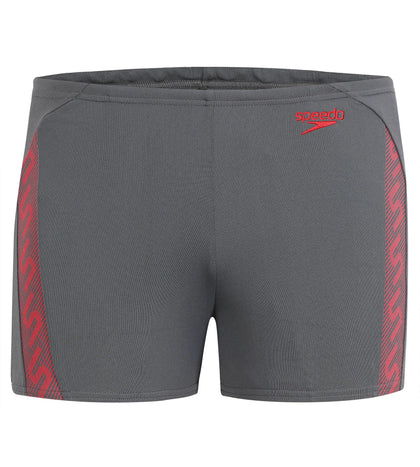 Men's Polyester Monogram Aquashort - Usa Charcoal & Usa Red