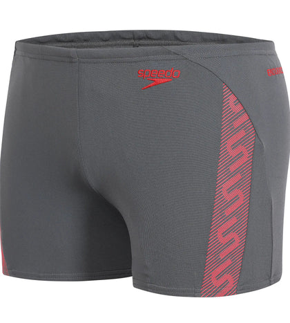 Men's Polyester Monogram Aquashort - Usa Charcoal & Usa Red