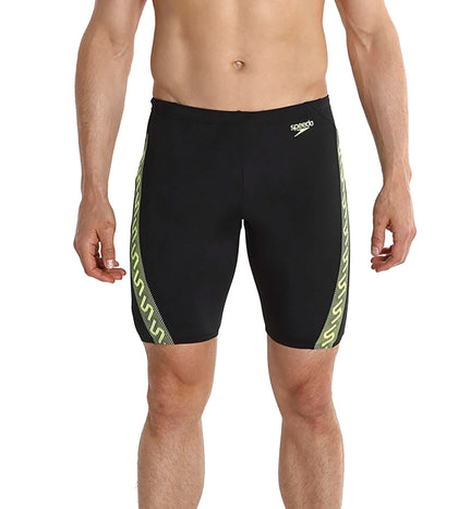 Men's Endurance+ Monogram Printed Jammer - Black & Fluo Yellow