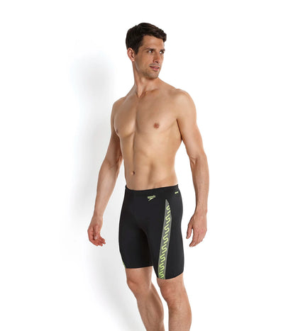 Men's Endurance+ Monogram Printed Jammer - Black & Fluo Yellow