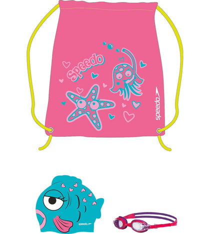 Tots Sea Squad Swim Bag Set Anti Fog  Swim Goggles - Vegas Pink & Neon Blue