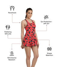 Women's Endurance 10 Printed Swimdress - Navy & Risk Red