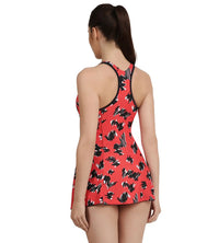 Women's Endurance 10 Printed Swimdress - Navy & Risk Red_6