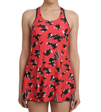 Women's Endurance 10 Printed Swimdress - Navy & Risk Red_5