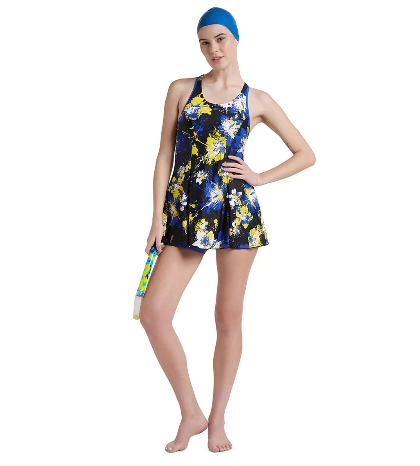 Women's Endurance10 Racerback Swimdress With Boyleg- Speedo Navy & Deep Peri