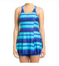 Women's Endurance10 Racerback Swimdress With Boyleg - Deep Indigo & Deep Peri_6