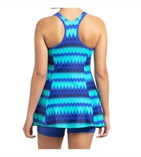 Women's Endurance10 Racerback Swimdress With Boyleg - Deep Indigo & Deep Peri_5