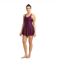 Women's Endurance10 Boomstar Printed Swimdress With Boyleg - Black & Electric Pink_2