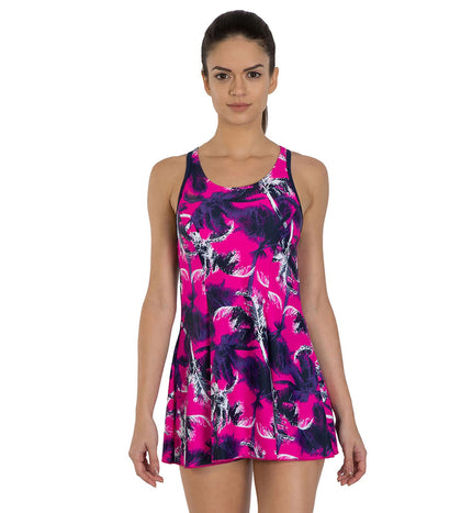 Women's Endurance 10 Magneticray Printed Swimdress - Electric Pink, Tapestry & White