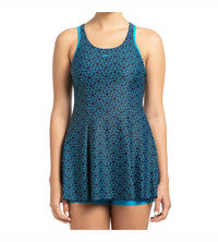 Women's Endurance Boomstar Printed Swimdress With Boyleg - True Navy & Pool_5