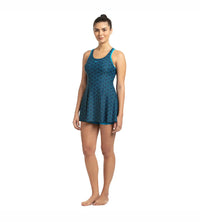 Women's Endurance Boomstar Printed Swimdress With Boyleg - True Navy & Pool_2