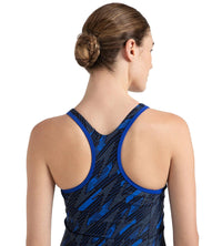 Women's Endurance 10 Hyperboom Printed Racerback Swimdress With Boyleg - True Navy & True cobalt