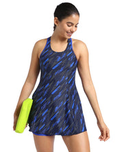 Women's Endurance Hyperboom Printed Racerback Swimdress With Boyleg - Truenavy  &  True cobalt_2