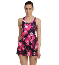 Women's Endurance10 Racerback Swimdress With Boyleg - Speedo Navy & Fluo Pink_1