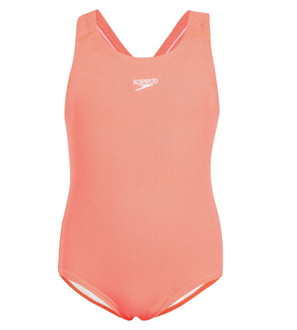 Girls Endurance+ Racerback V-Cut Swimsuit - Ignite & White