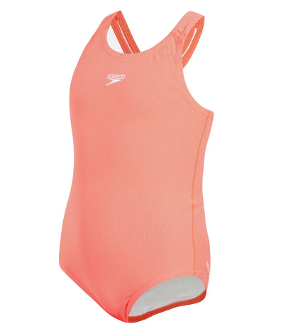 Girls Endurance+ Racerback V-Cut Swimsuit - Ignite & White