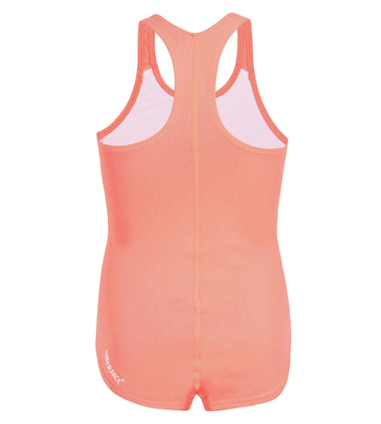 Girls Endurance+ Racerback V-Cut Swimsuit - Ignite & White