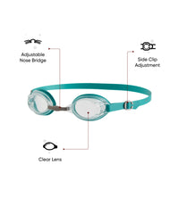 Unisex Adult Jet Clear-Lens Swim Goggles - Green & Clear