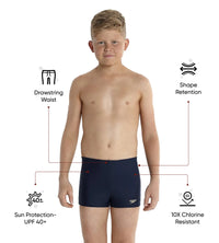 Boy's Endurance 10 Speedo Tech Logo Panel Print Aquashort - Navy & Deep Peri