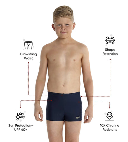 Boy's Endurance 10 Speedo Tech Logo Panel Print Aquashort - Navy & Deep Peri