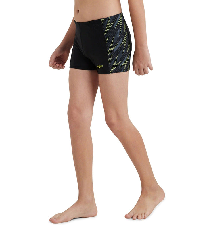 Boy's Endurance 10 Hyperboom Panel Print Aquashort - Black & Lemon Drizzle