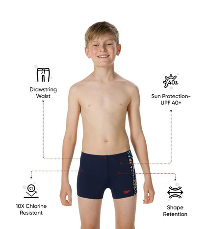 Boy's Endurance 10 Panel Print Aquashort - Navy & Pure Orange