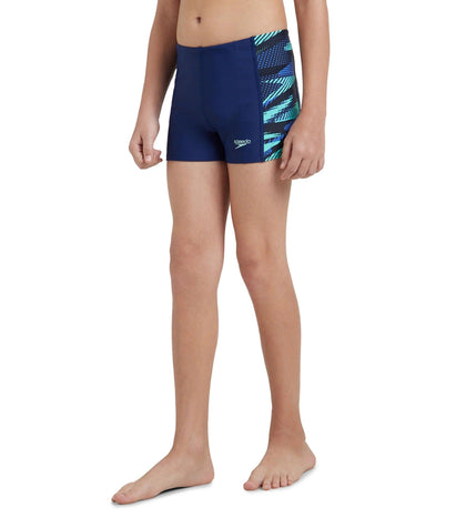 Boy's Endurance10 Hyperboom Panel Print Aquashort - Harmony, True Navy & Cobalt Pop