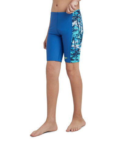 Boy's Enduraflex Side Panel Digital Print Jammer - Turkish Sea, Peacoat & Picton Blue