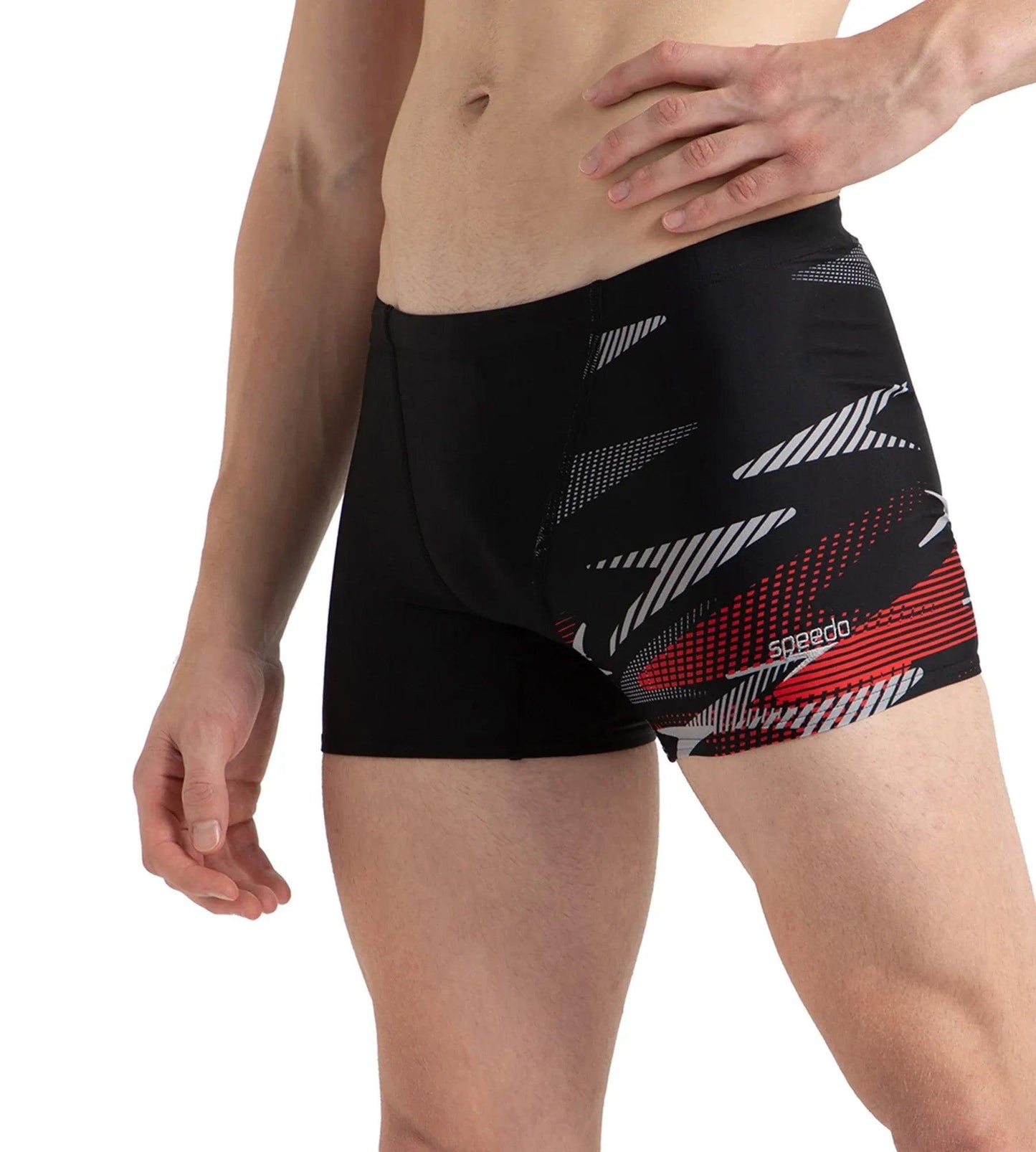 Men's Endurance10 Hyperboom Print V-Cut Aquashort - Black, High Risk Red & Monument