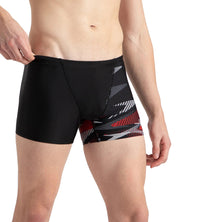 Men's Endurance10 Hyperboom Print V-Cut Aquashort - Black, High Risk Red & Monument