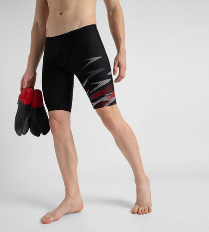 Men's Endurance10 Hyperboom Print V-Cut Jammer - Black, High Risk Red & Monument