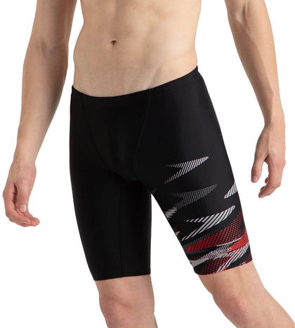 Men's Endurance10 Hyperboom Print V-Cut Jammer - Black, High Risk Red & Monument